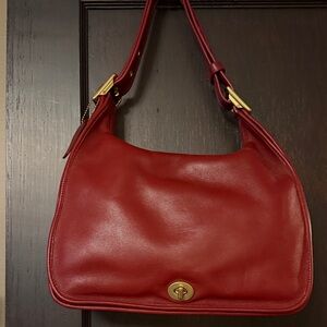 Coach Vintage Red Leather Shoulder Bag